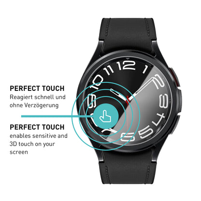 smartect Schutzglas Klar für Samsung Galaxy Watch 6 Classic 43mm, 3 Stück