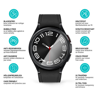 smartect Schutzglas Klar für Samsung Galaxy Watch 6 Classic 43mm, 3 Stück