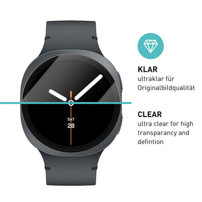 smartect Schutzglas Klar für Samsung Galaxy Watch 8 44mm, 3 Stück