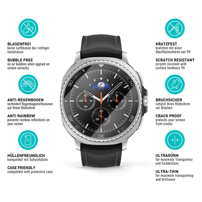 smartect Schutzglas Klar für Samsung Galaxy Watch 8 Classic 46mm, 3 Stück