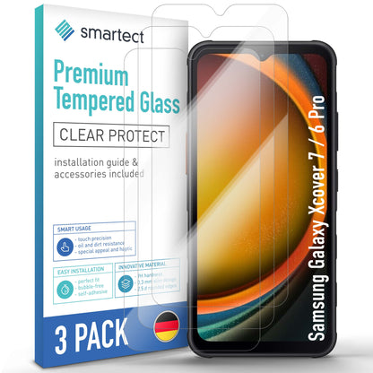 smartect Schutzglas Klar für Samsung Galaxy Xcover 7 / Xcover 6 Pro, 3 Stück