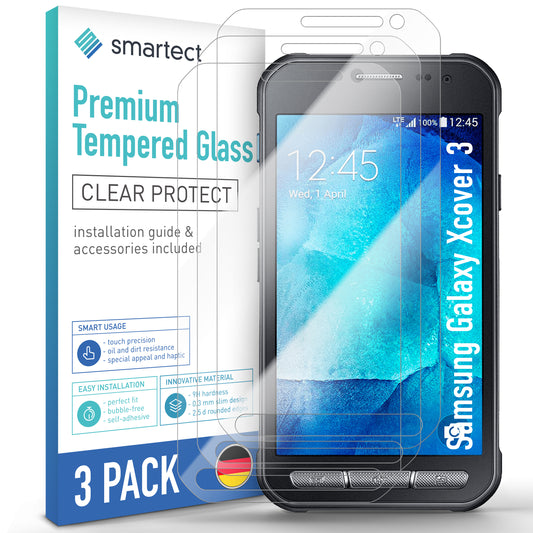 smartect Schutzglas Klar für Samsung Galaxy Xcover 3, 3 Stück