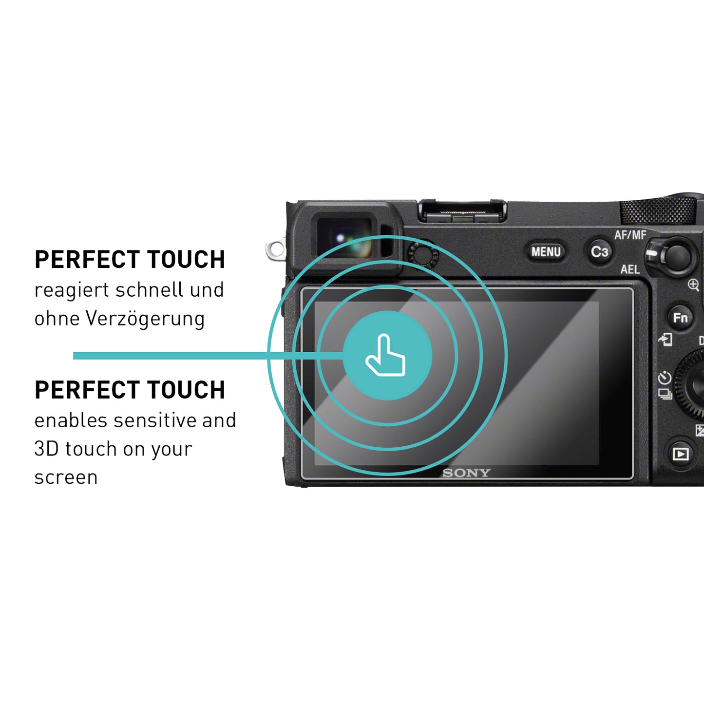 smartect Schutzglas Klar für Sony Alpha 6600, 3 Stück