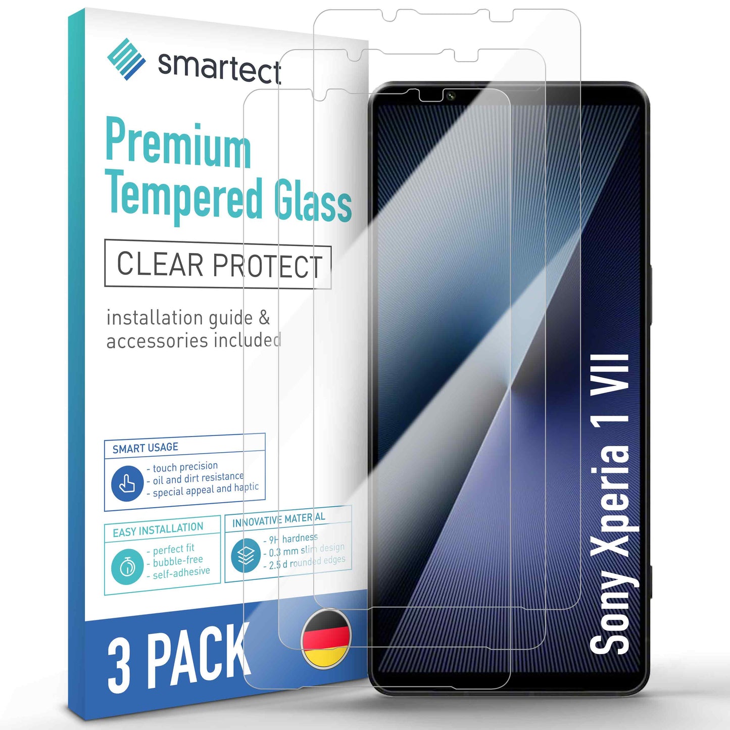 smartect Schutzglas Klar für Sony Xperia 1 VII, 3 Stück