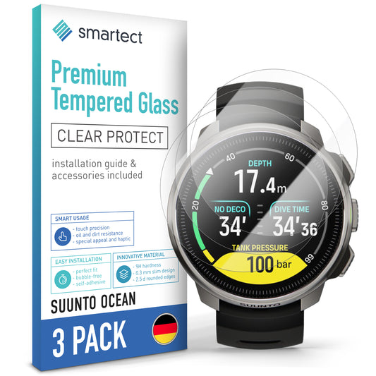 smartect Schutzglas Klar für Suunto Ocean, 3 Stück
