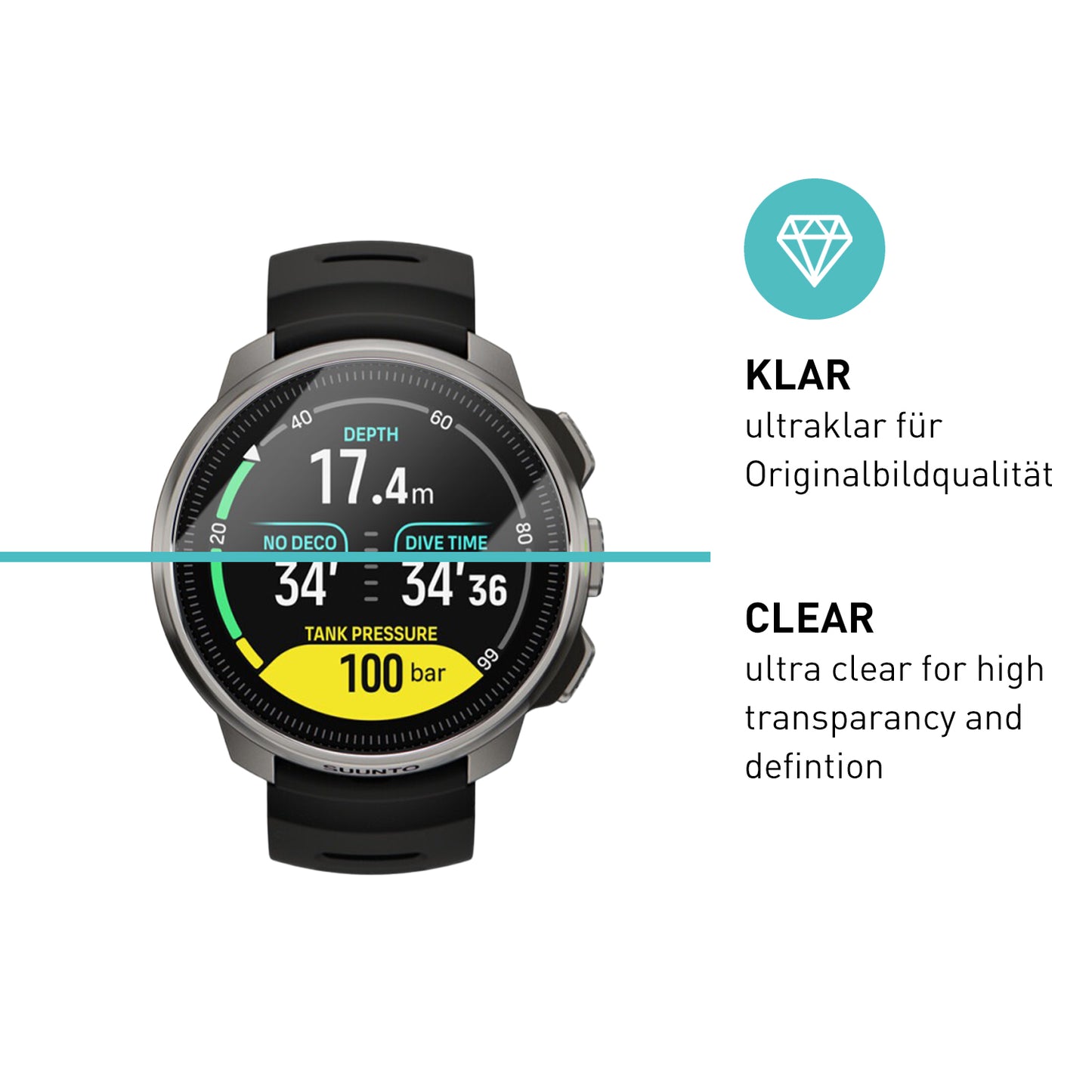 smartect Schutzglas Klar für Suunto Ocean, 3 Stück