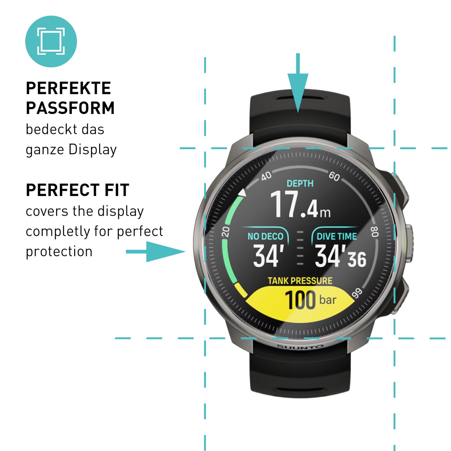 smartect Schutzglas Klar für Suunto Ocean, 3 Stück