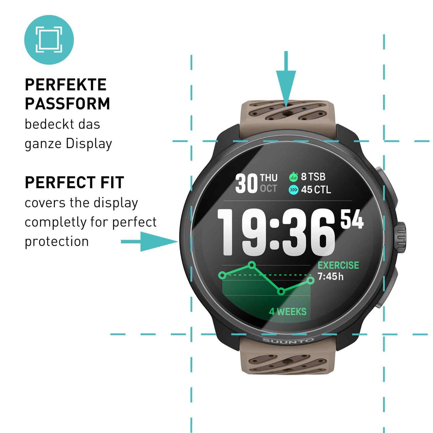 smartect Schutzglas Klar für Suunto Race 2, 3 Stück