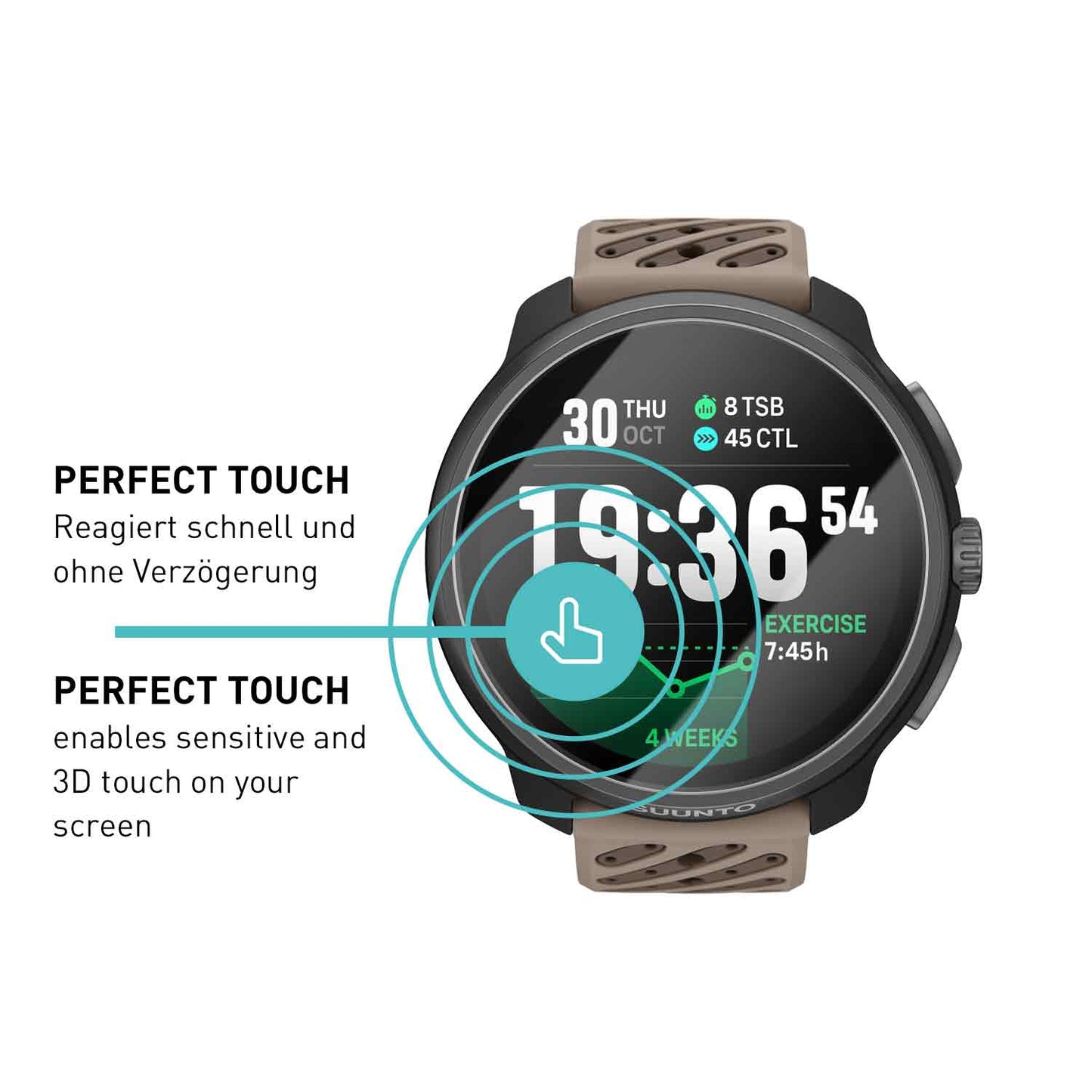 smartect Schutzglas Klar für Suunto Race 2, 3 Stück