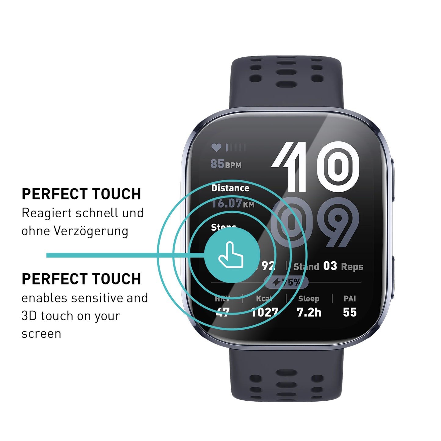 smartect TPU Schutzfolie Klar für Amazfit Bip 6, 3 x Front