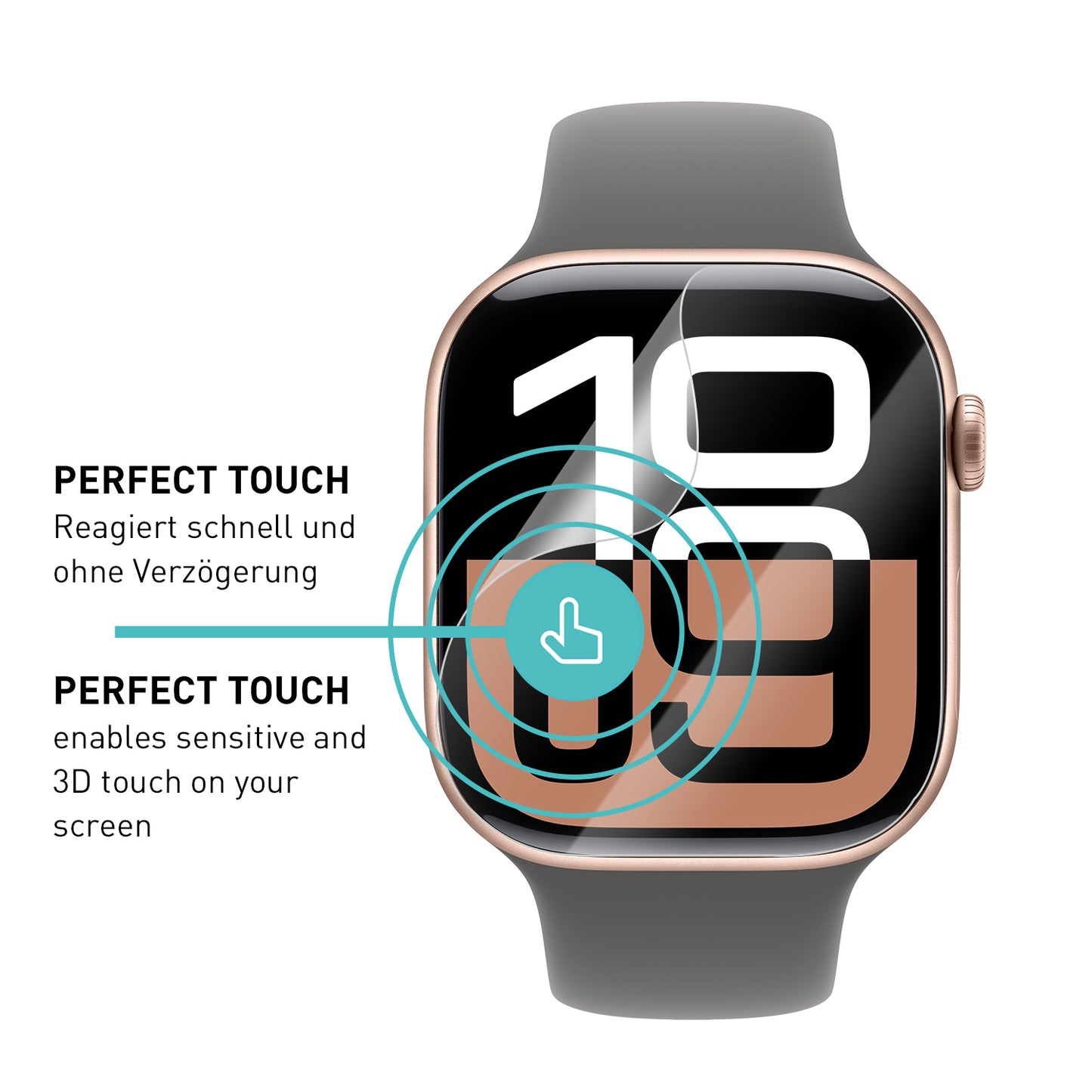 smartect TPU Schutzfolie Klar für Apple Watch Series 10 46mm, 2 x Front