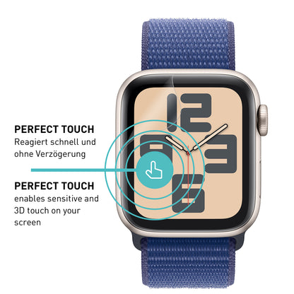 smartect TPU Schutzfolie Klar für Apple Watch Series 6 / SE / 5 / 4 44mm, 3 x Front