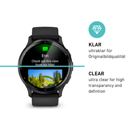 smartect TPU Schutzfolie Klar für Garmin Venu 3, 3 x Front