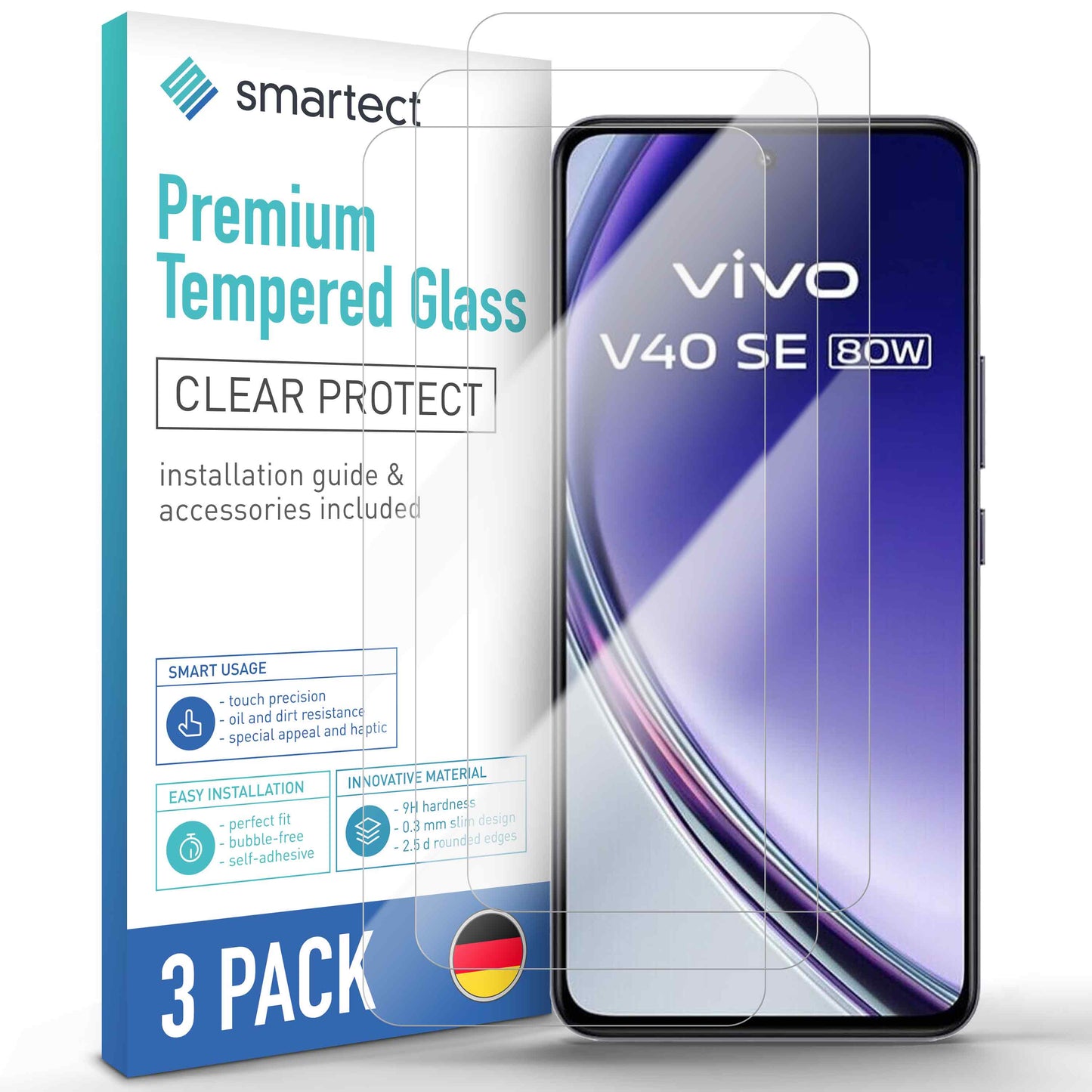 smartect clear screen protector for Vivo V40 SE 5G, 3 pieces