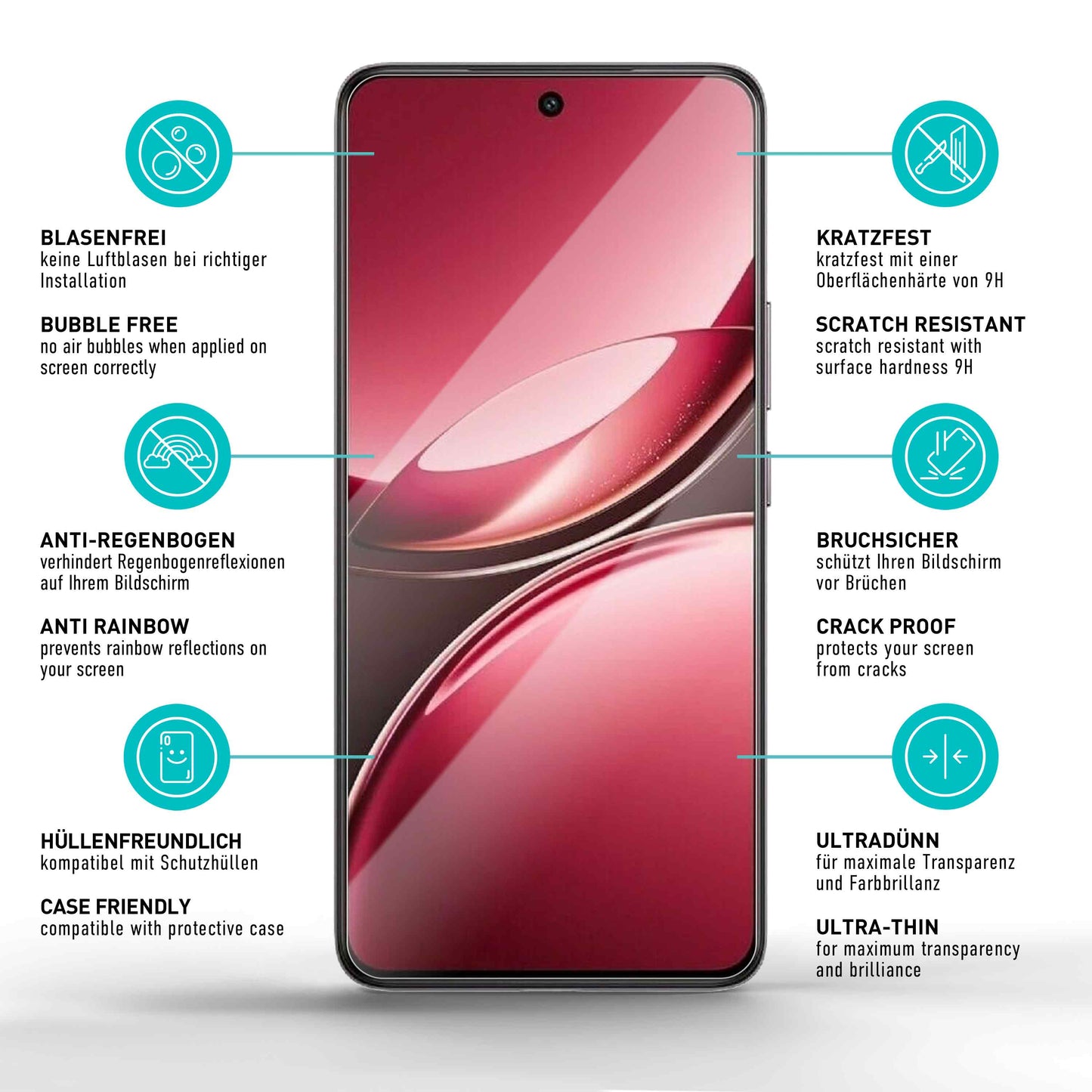 smartect Schutzglas Klar für Vivo V50 Lite 4G / 5G, 3 Stück