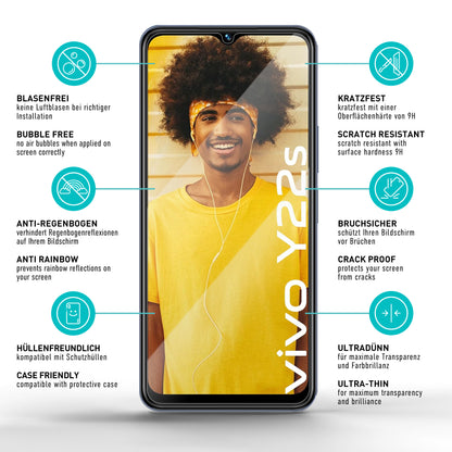 smartect Schutzglas Klar für Vivo Y22s / Y35, 3 Stück