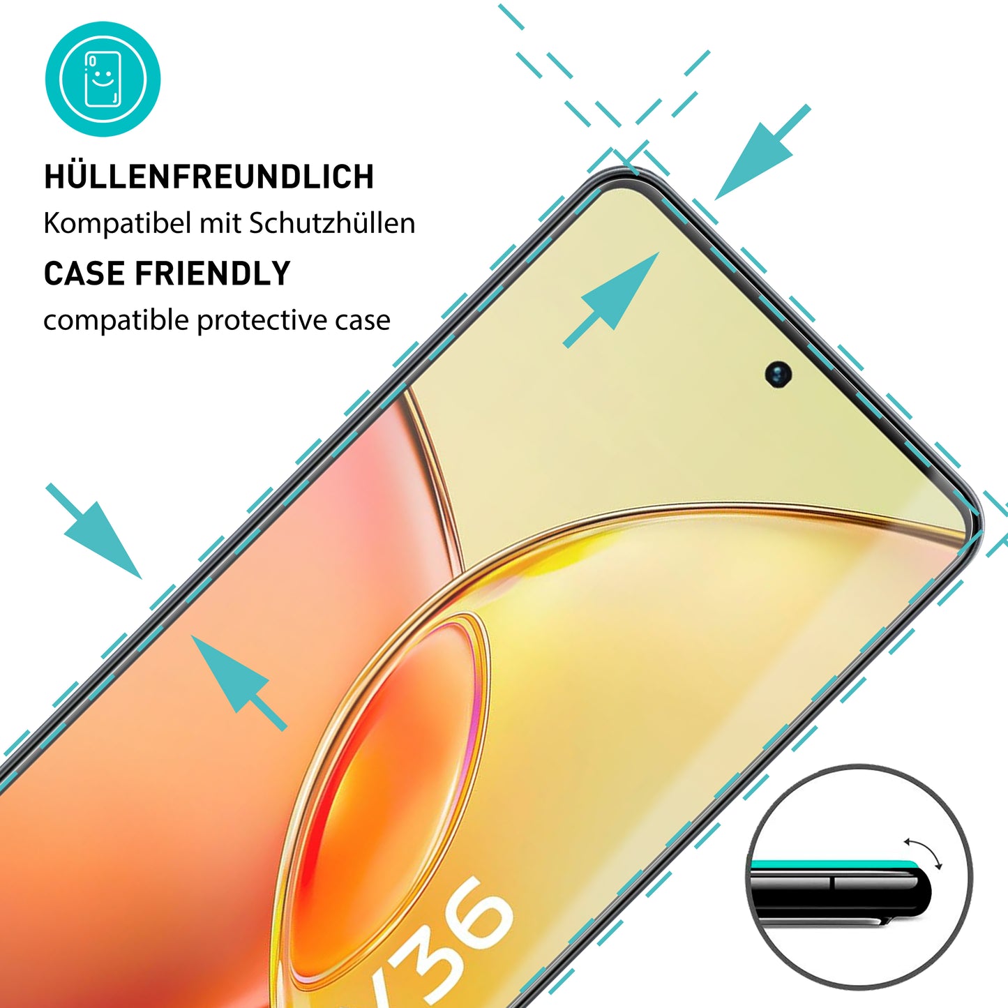 smartect Schutzglas Klar für Vivo Y36 4G & 5G, 3 Stück