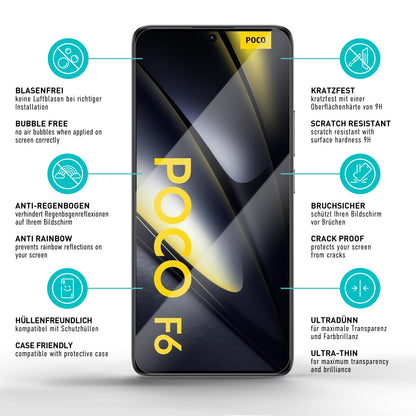 smartect Schutzglas Klar für Xiaomi Poco F6 5G, 3 Stück