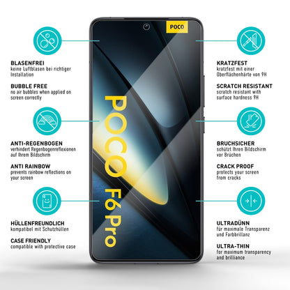 smartect Schutzglas Klar für Xiaomi Poco F6 Pro, 3 Stück