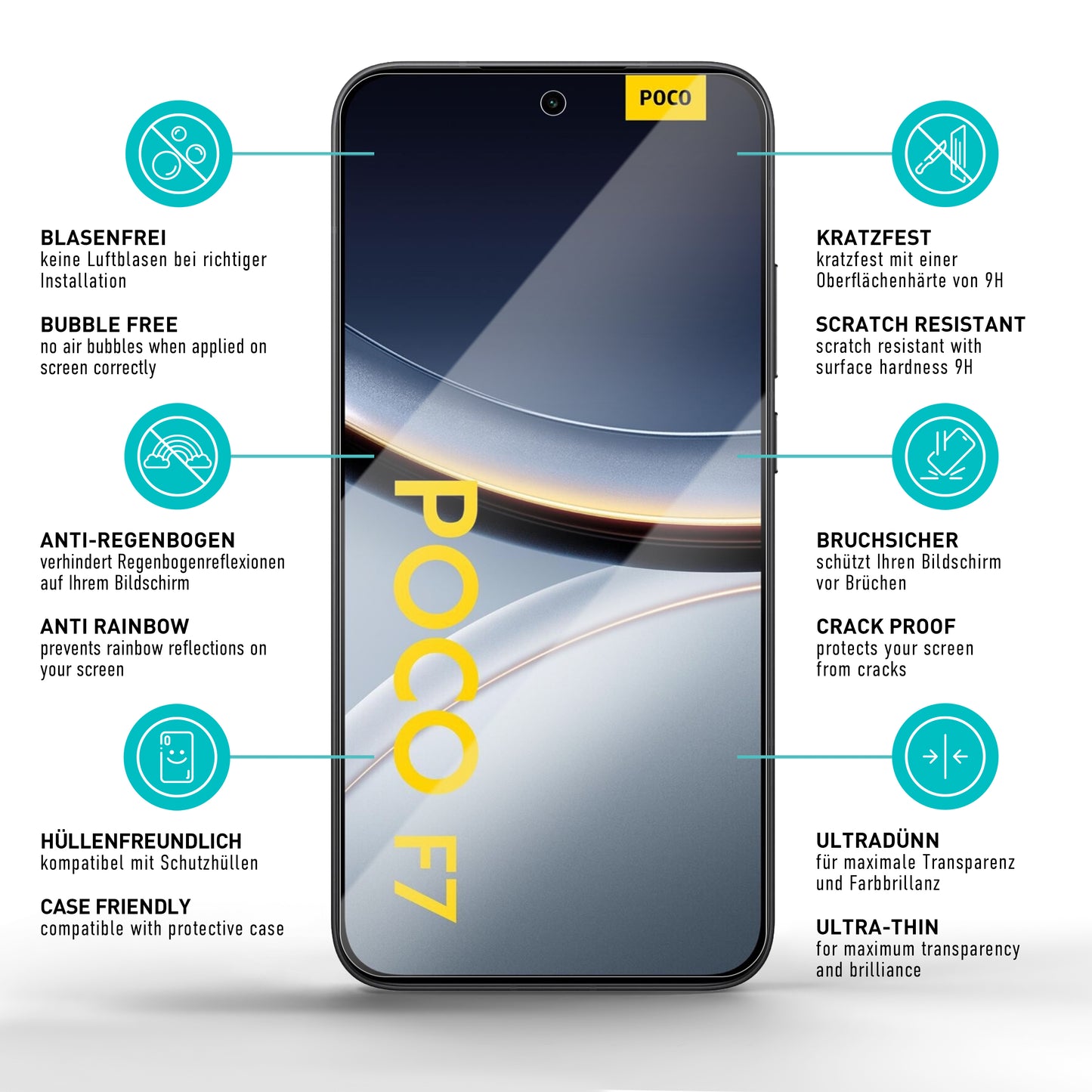 smartect Schutzglas Klar für Xiaomi Poco F7 5G, 3 Stück