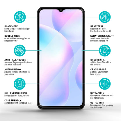 smartect Schutzglas Klar für Xiaomi Redmi 9A / Redmi 9AT, 3 Stück