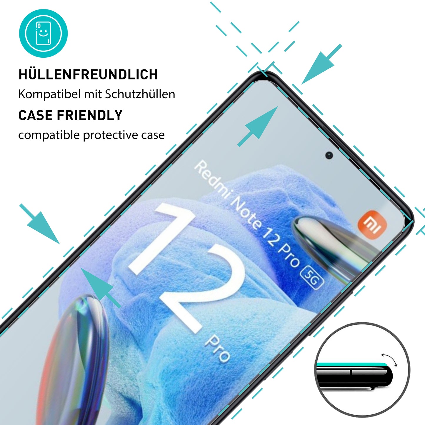 smartect Schutzglas Klar für Xiaomi Redmi Note 12 Pro 5G / Note 12 Pro Plus, 3 Stück
