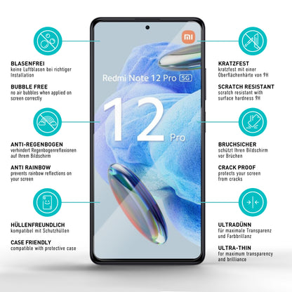 smartect Schutzglas Klar für Xiaomi Redmi Note 12 Pro 5G / Note 12 Pro Plus, 3 Stück