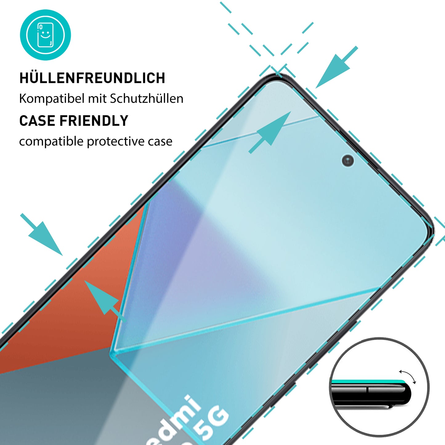 smartect Schutzglas Klar für Xiaomi Redmi Note 13 Pro 5G, 3 Stück