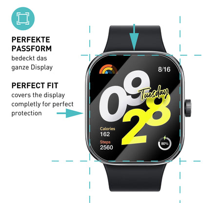 smartect Schutzglas Klar für Xiaomi Redmi Watch 4, 3 Stück