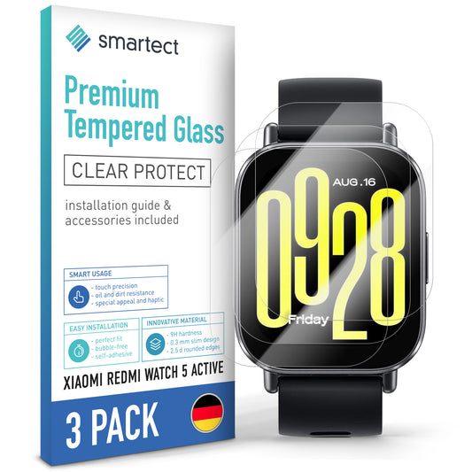 smartect Schutzglas Klar für Xiaomi Redmi Watch 5 Active, 3 Stück