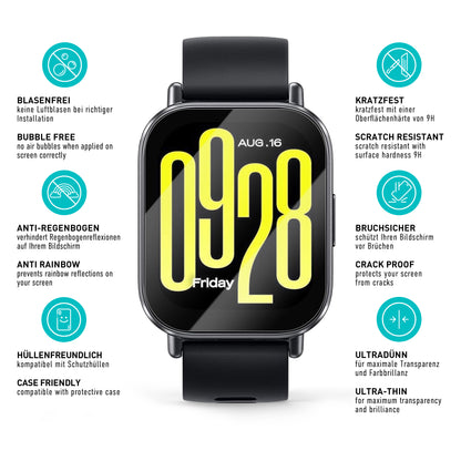 smartect Schutzglas Klar für Xiaomi Redmi Watch 5 Active, 3 Stück