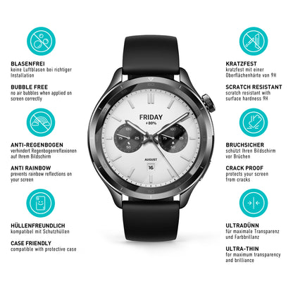 smartect Schutzglas Klar für Xiaomi Watch S4, 3 Stück