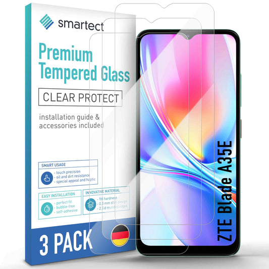 smartect Schutzglas Klar für ZTE Blade A35E, 3 Stück