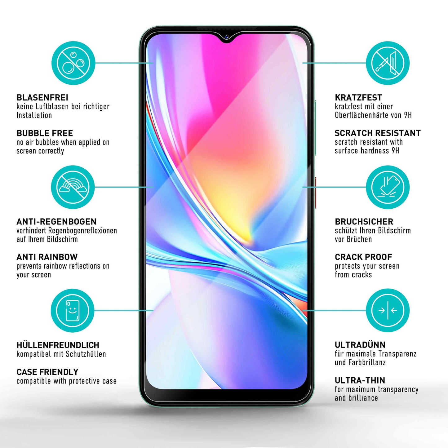 smartect Schutzglas Klar für ZTE Blade A35E, 3 Stück