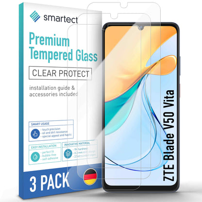 smartect Schutzglas Klar für ZTE Blade V50 Vita, 3 Stück