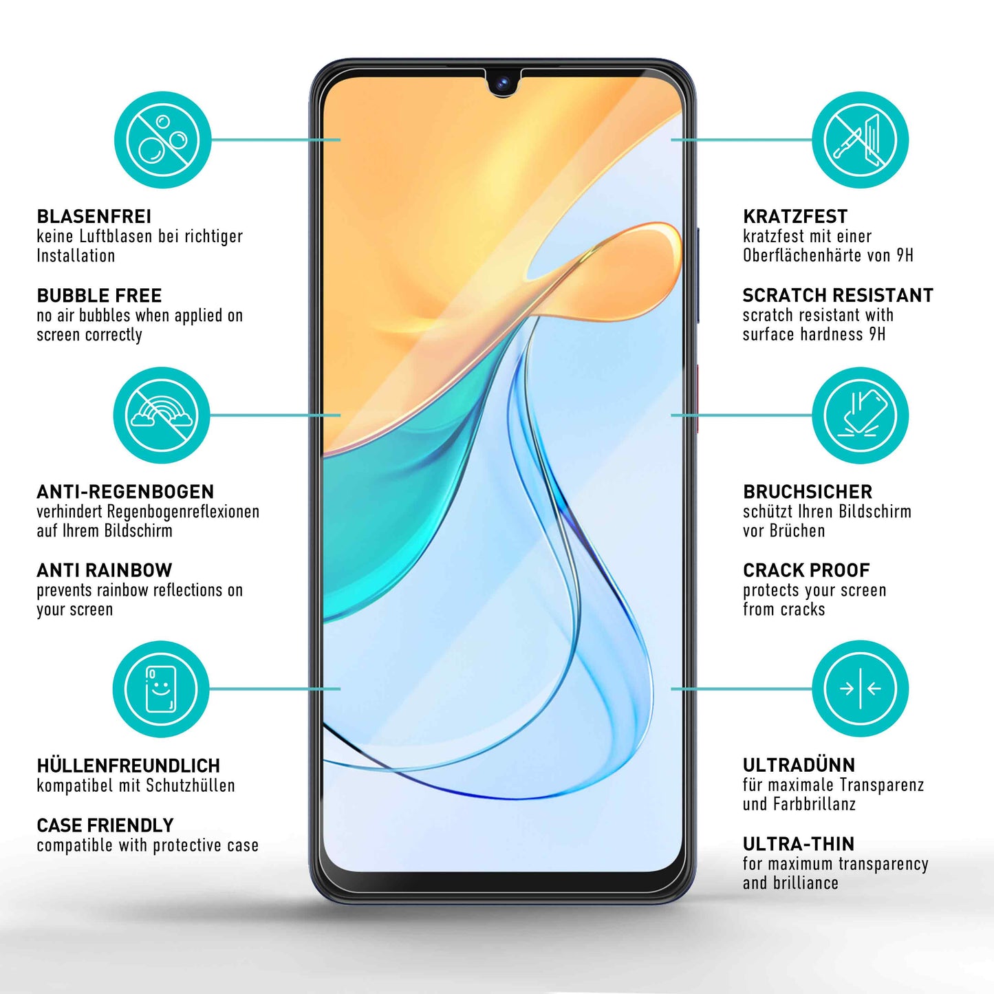 smartect Schutzglas Klar für ZTE Blade V50 Vita, 3 Stück