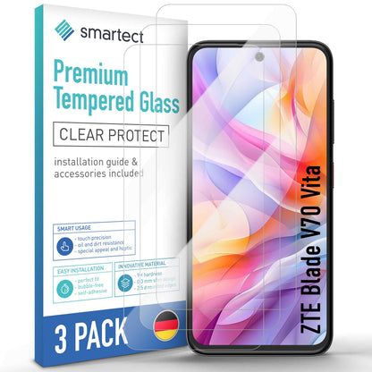 smartect Schutzglas Klar für ZTE Blade V70 Vita, 3 Stück
