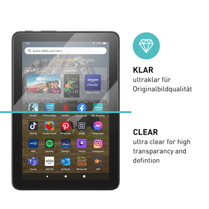 smartect Schutzglas Klar für Amazon Fire HD 8 (8"), 2 Stück