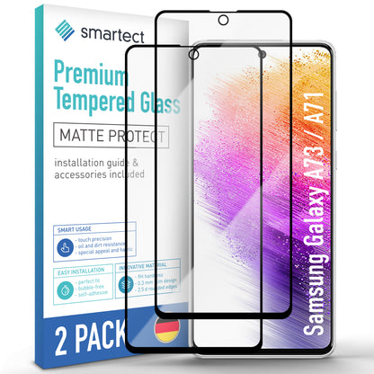 smartect Schutzglas Full Screen Matt für Samsung Galaxy A73 / A71, 2 Stück