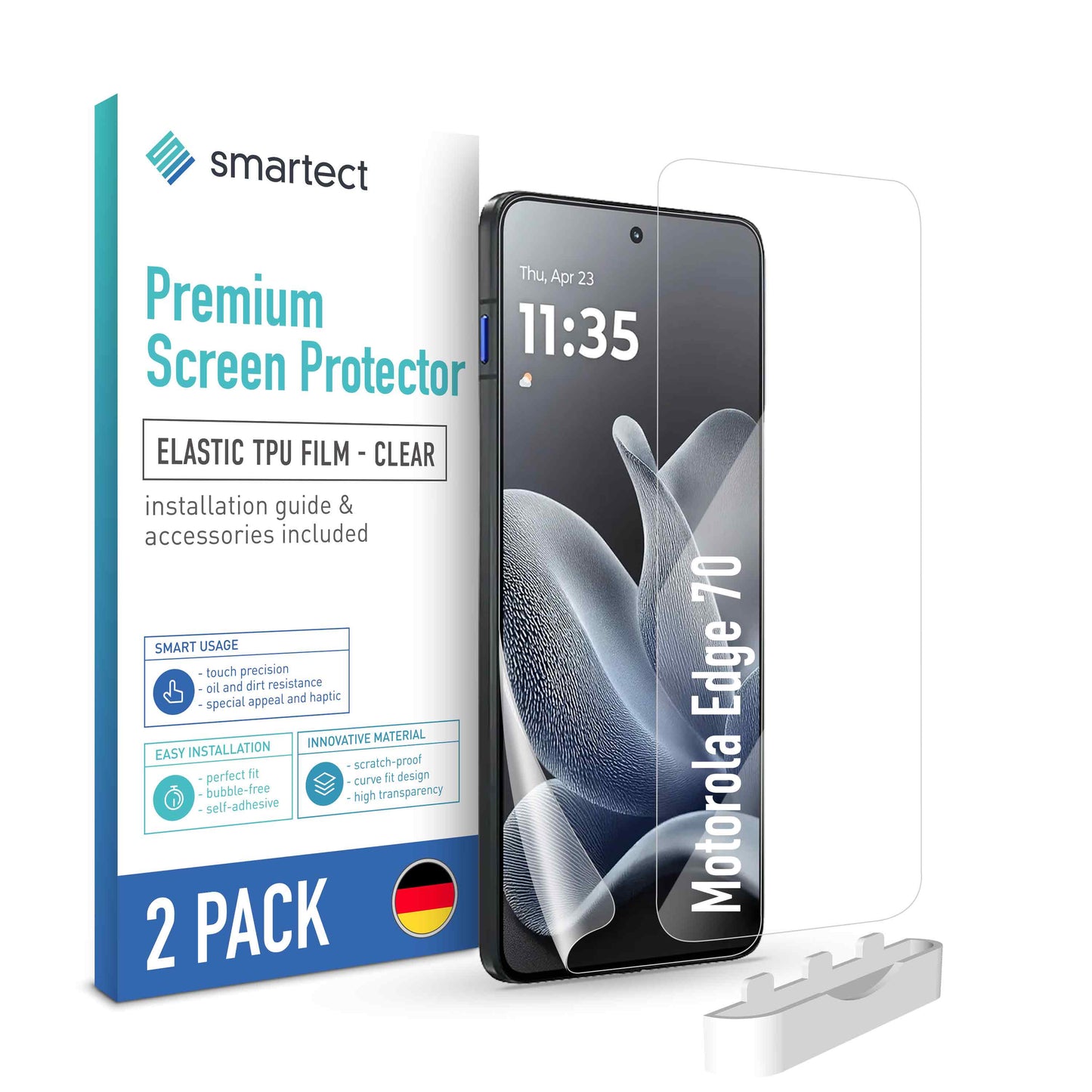 smartect TPU Schutzfolie Klar für Motorola Edge 70, 2 x Front