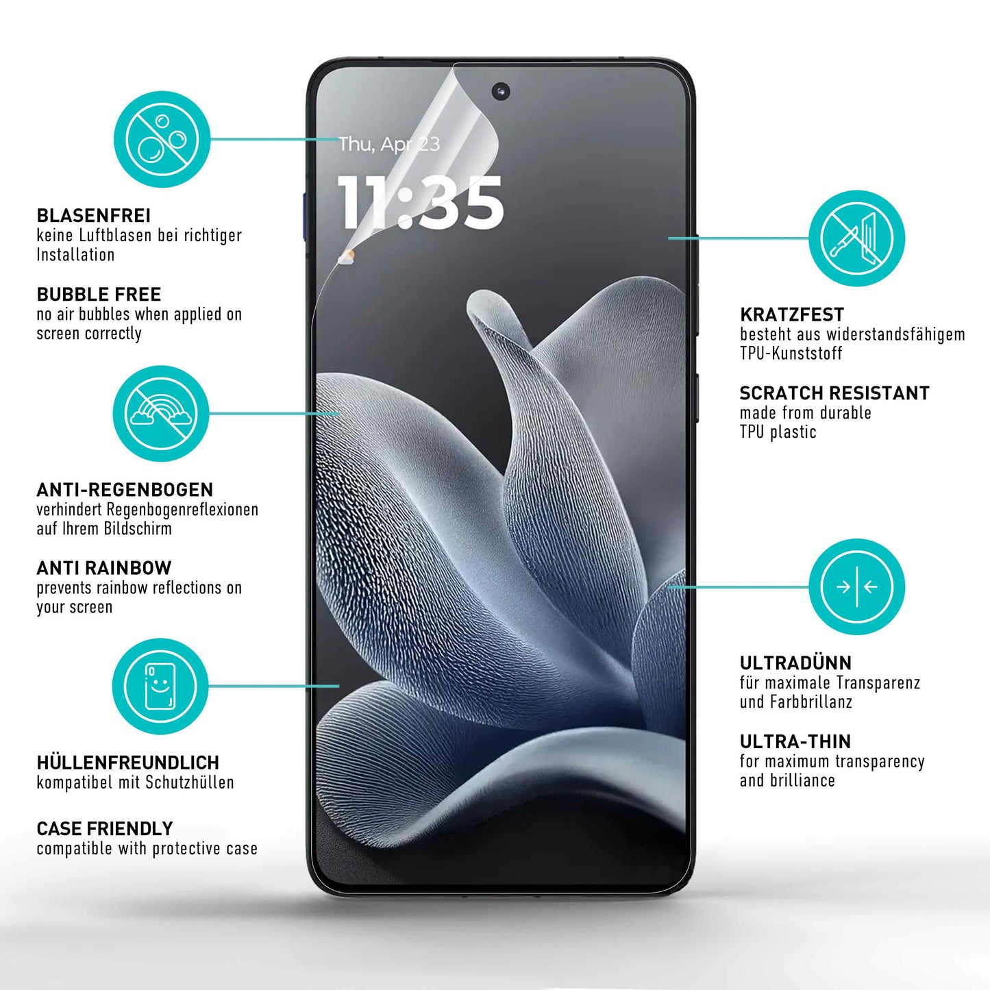 smartect TPU Schutzfolie Klar für Motorola Edge 70, 2 x Front