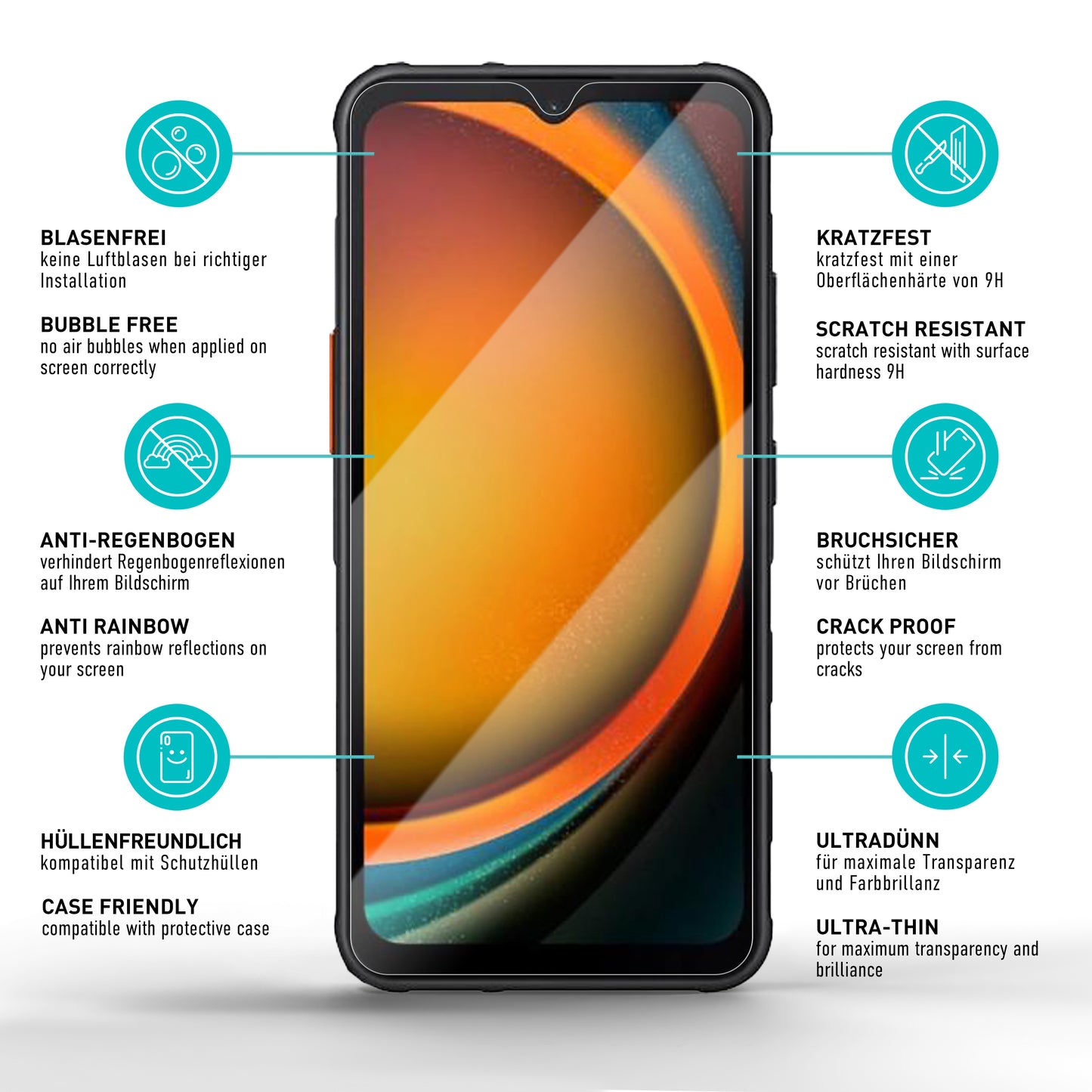 smartect Schutzglas Klar für Samsung Galaxy Xcover 7 Pro / Xcover 7 / Xcover 6 Pro (New), 3 Stück
