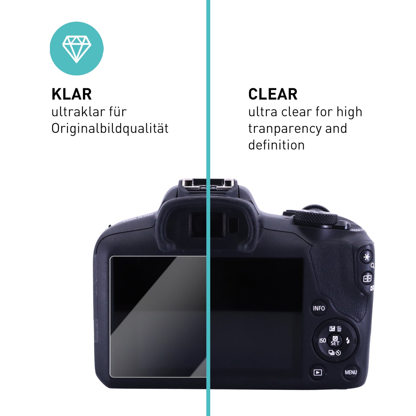 smartect Schutzglas Klar für Canon EOS R100, 3 Stück