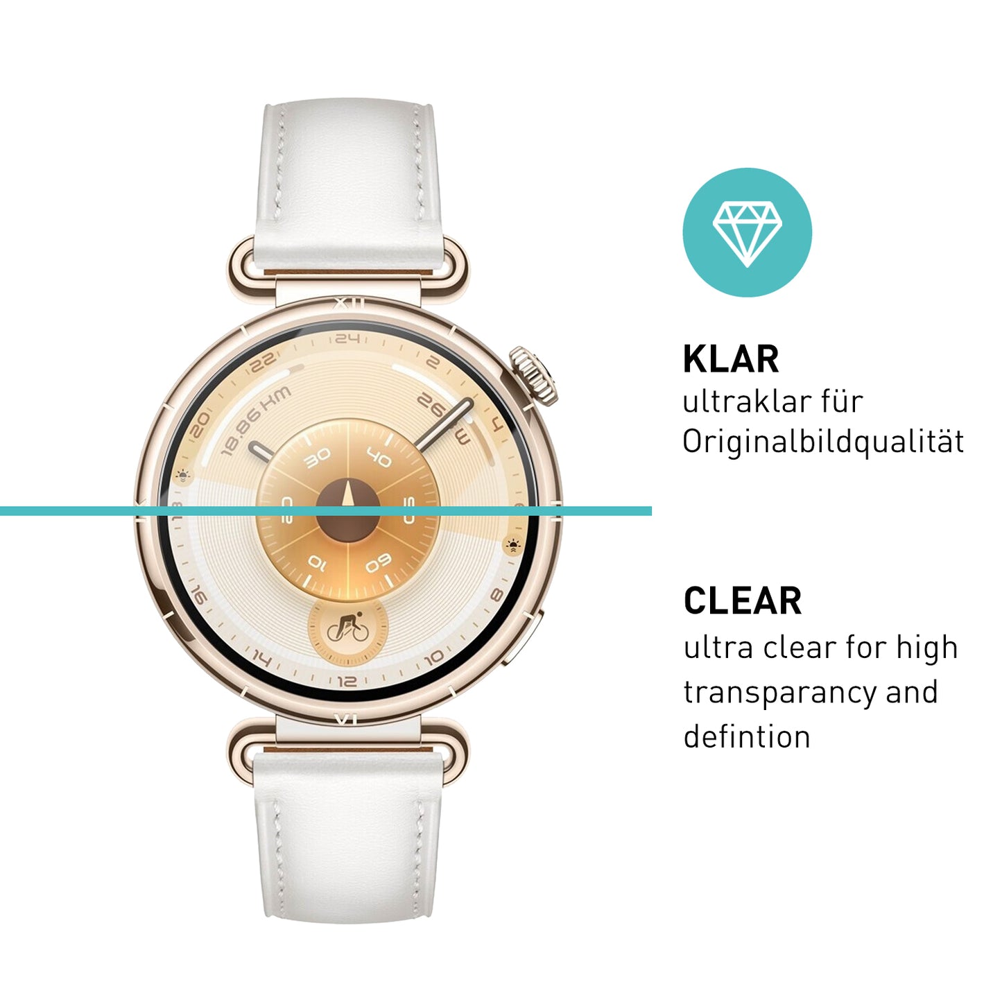 smartect Schutzglas Klar für Huawei Watch GT 6 41 mm, 3 Stück