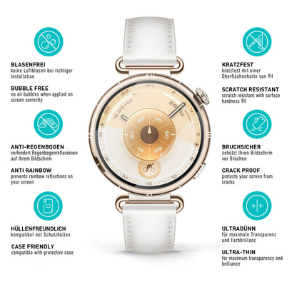 smartect Schutzglas Klar für Huawei Watch GT 6 41 mm, 3 Stück