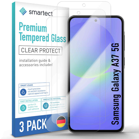 smartect Schutzglas Klar für Samsung Galaxy A37 5G, 3 Stück