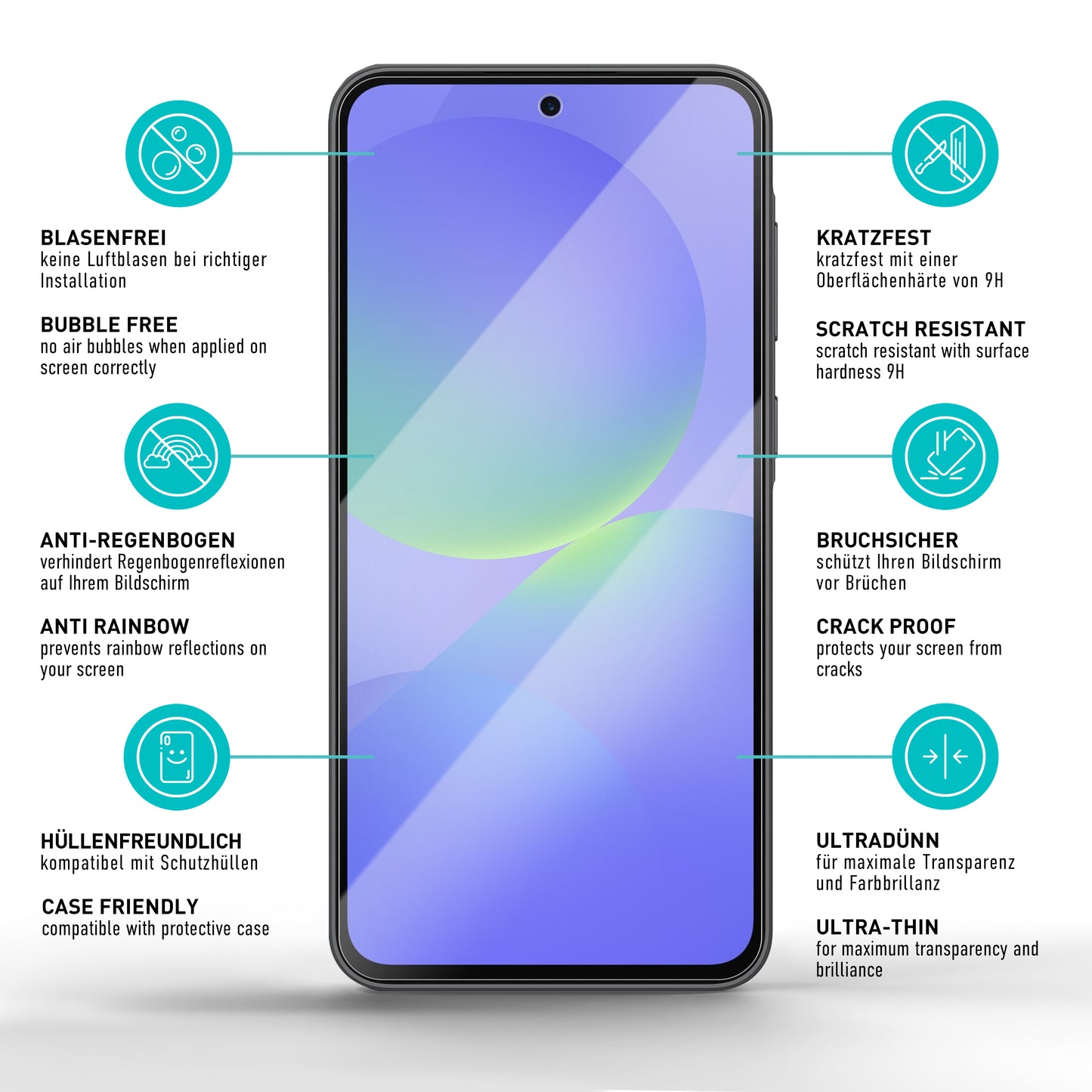 smartect Schutzglas Klar für Samsung Galaxy A37 5G, 3 Stück