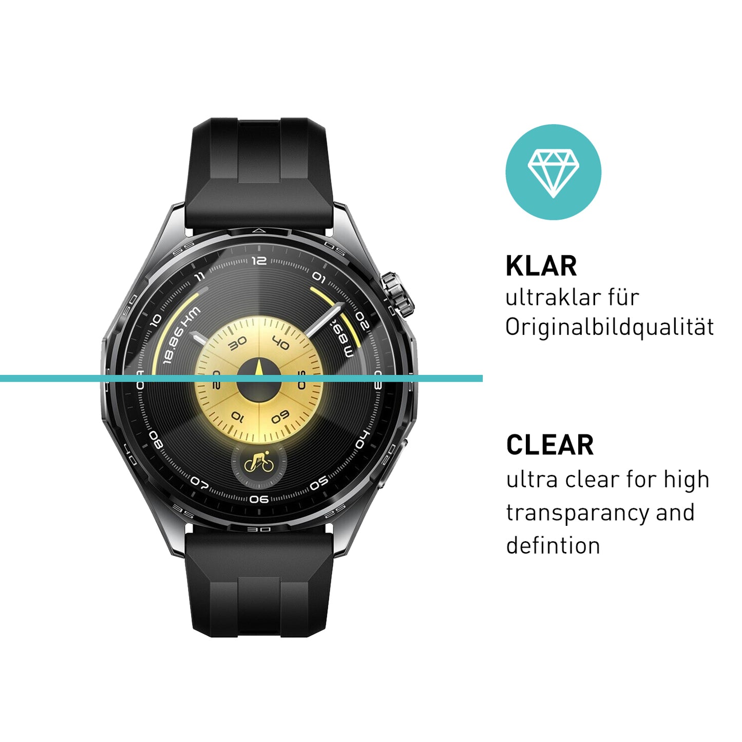 smartect Schutzglas Klar für Huawei Watch GT 6 / GT 6 Pro 46 mm, 3 Stück