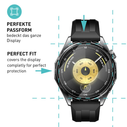 smartect Schutzglas Klar für Huawei Watch GT 6 / GT 6 Pro 46 mm, 3 Stück