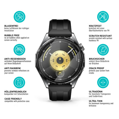 smartect Schutzglas Klar für Huawei Watch GT 6 / GT 6 Pro 46 mm, 3 Stück